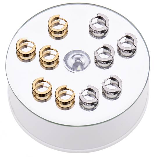 Podstawa obrotowa elektryczna 10cm biała z lusterkiem. Obrotowa platforma z oświetleniem LED