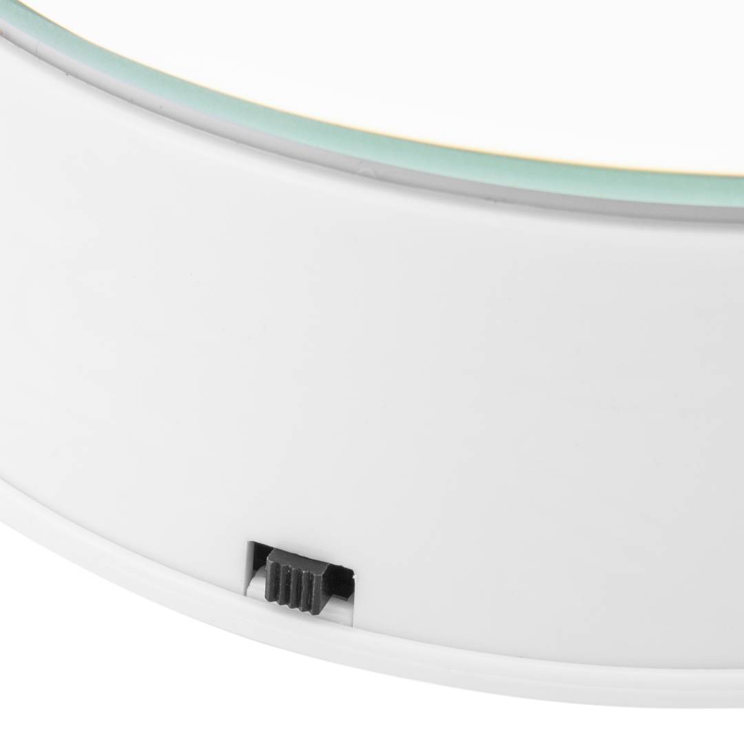 Base giratória elétrica 14cm branca com espelho. Plataforma rotatória com iluminação LED