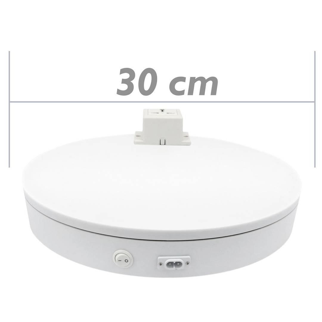 Powered rotating base display 30 cm white with plug lazy susan