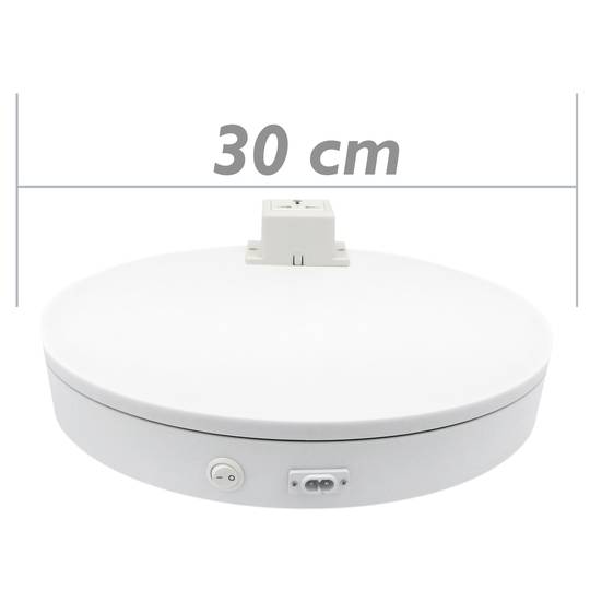 Powered rotating base display 30 cm white with plug lazy susan