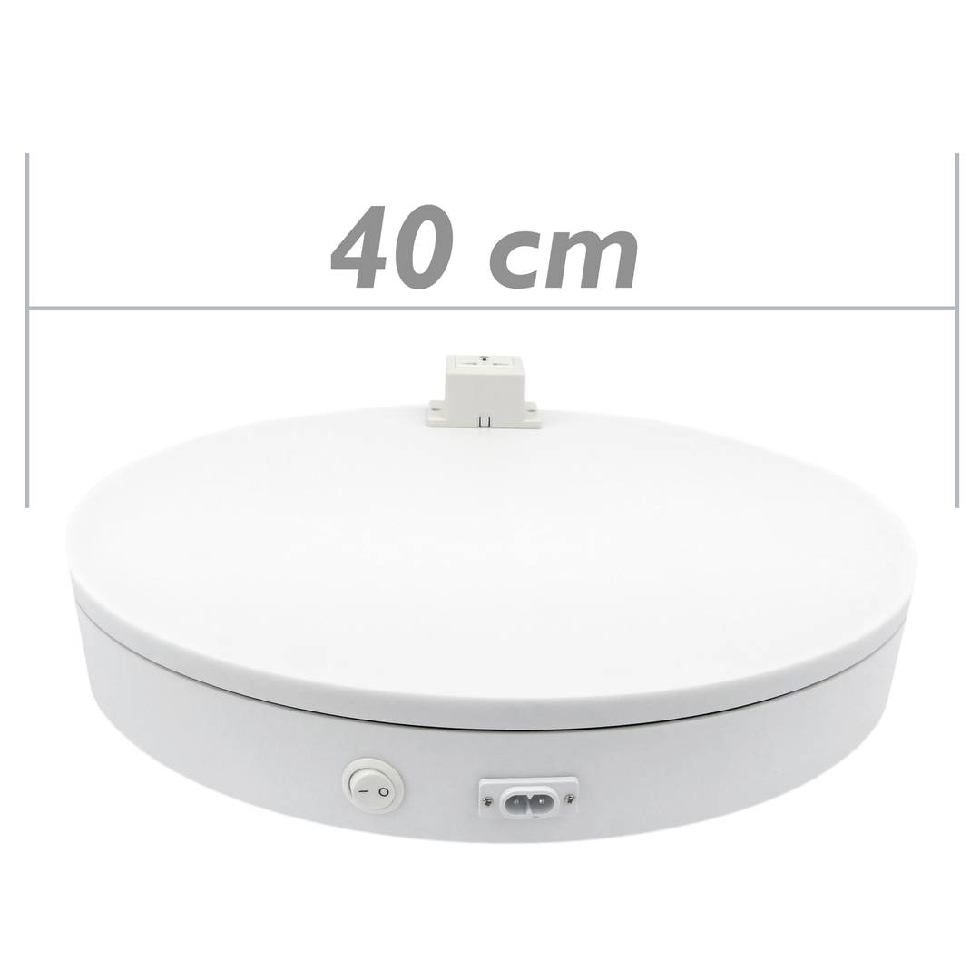 Plateau tournant electrique 40 cm blanc avec bouchon