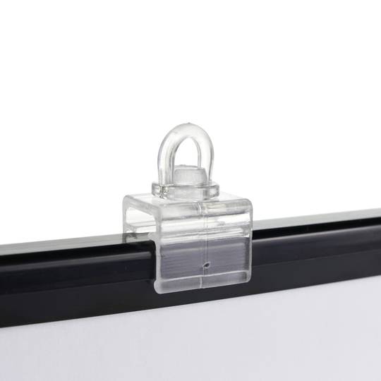 Hanging hook to set on the top for posters with plastic frame