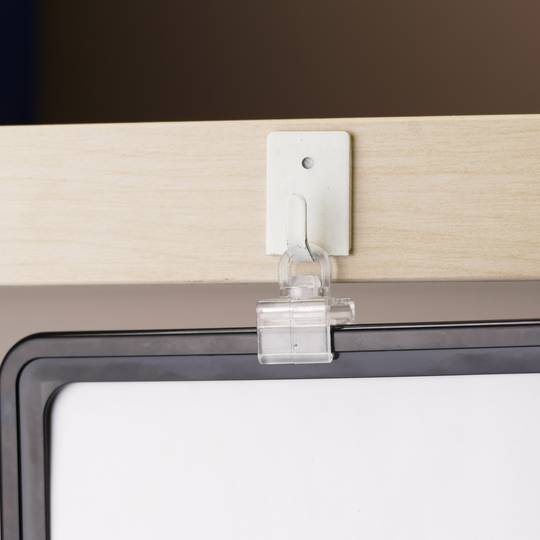 Hanging hook to set on the top for posters with plastic frame