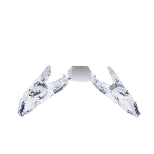 Soporte de cartel de metacrilato tipo pinza pequeña doble articulado