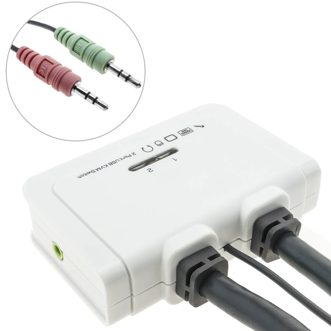 Compact USB DVI KVM Switch AUDIO 1KVM a 2CPU