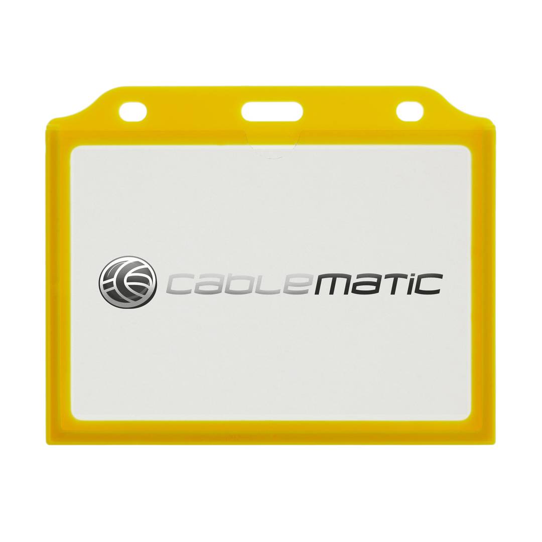 manga de plástico para cartões de identificação horizontal ID A8 84x54mm amarelo