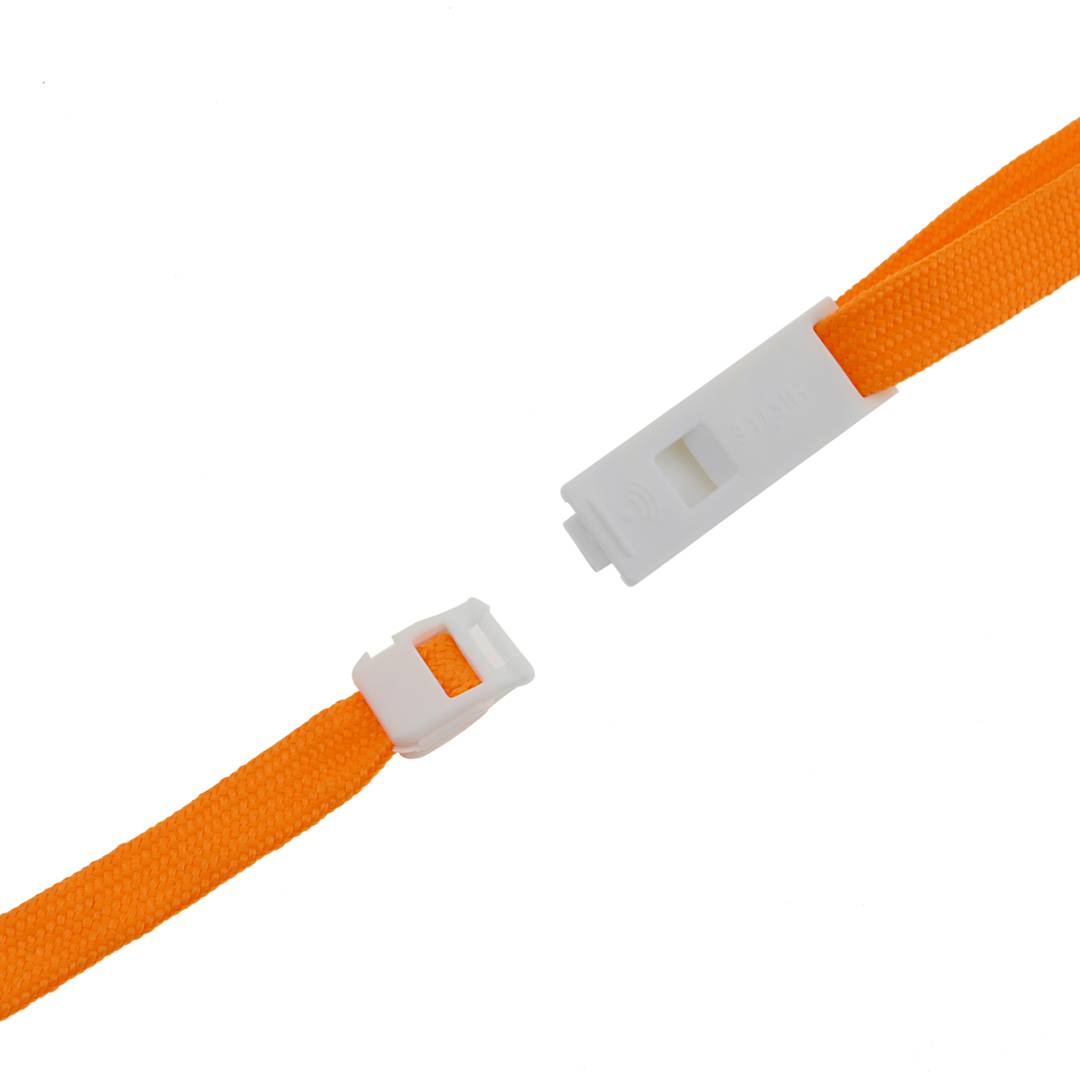 Lint voor het ophangen van een identiteitskaart aan de kraag dubbele clip oranje
