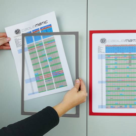 Suporte para display de documentos magnético em tamanho A4 com moldura cinzento flexível
