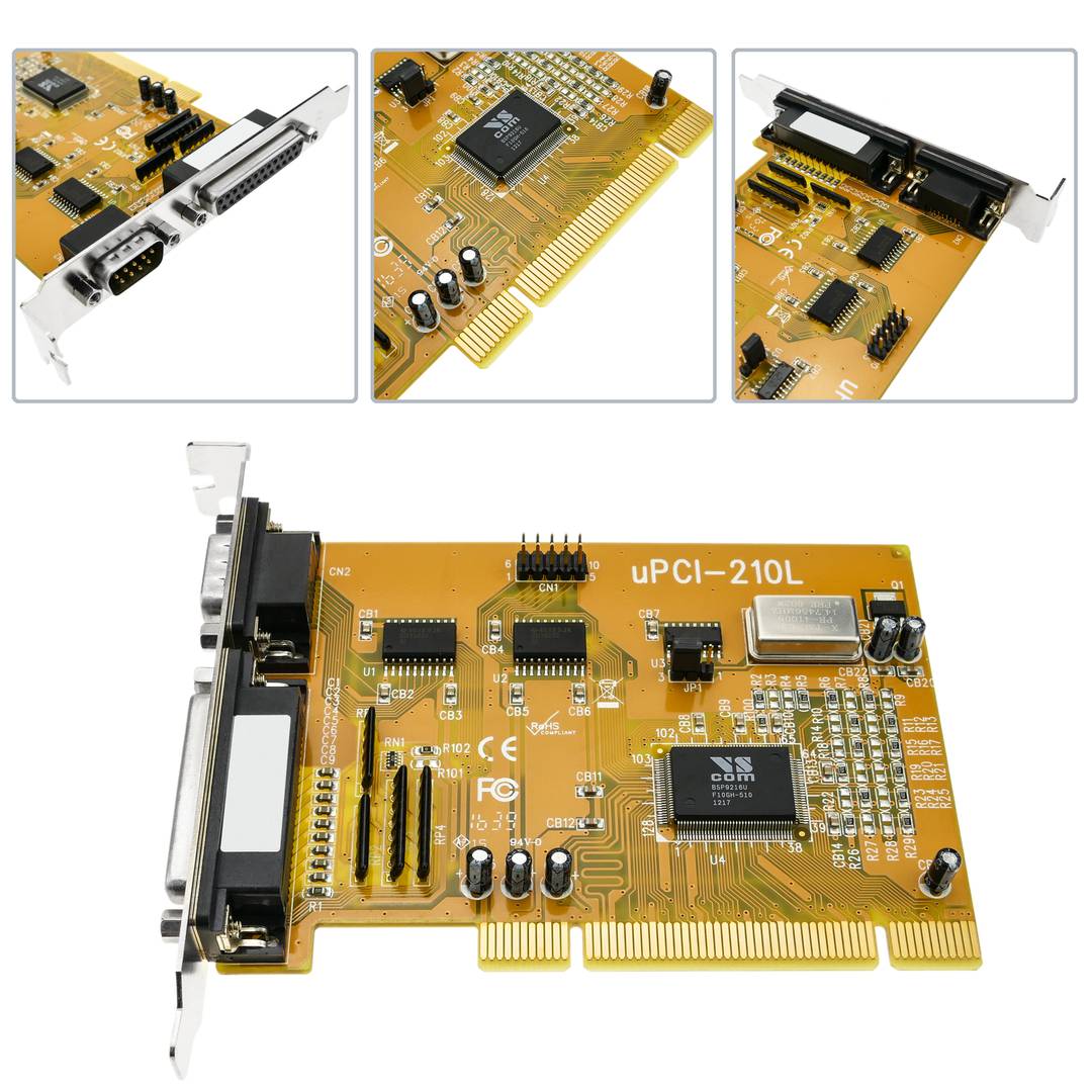 Karta uPCI serii równoległej 16C550 Titan z 2 portami RS232 i 1 portem równoległym