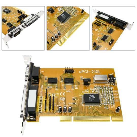 Karta uPCI serii równoległej 16C550 Titan z 2 portami RS232 i 1 portem równoległym
