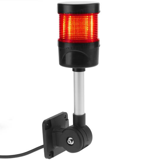 Industriële signaaltoren. Verkeerslicht met knipperend rood LED-licht 12 VDC