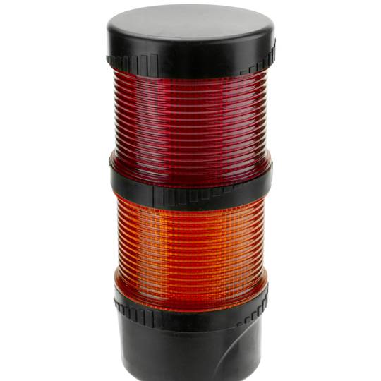 Torre de sinalização industrial. Semáforo com luz LED vermelha laranja intermitente 12 VDC