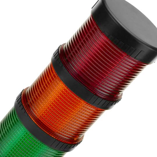 Tour de signalisation industrielle. Feu de signalisation avec lampes LED clignotante rouge orange verte 12 VDC