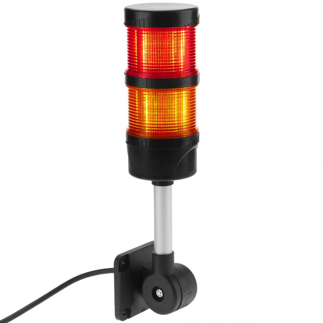 Tour de signalisation industrielle. Feu de signalisation avec lampes LED rouge orange 12 VDC noir