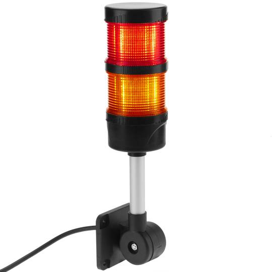 Tour de signalisation industrielle. Feu de signalisation avec lampes LED rouge orange 12 VDC noir