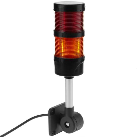 Tour de signalisation industrielle. Feu de signalisation avec lampes LED rouge orange 12 VDC noir