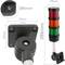Torre de sinalização industrial. Semáforo com luz LED vermelha laranja verde 12 VDC Preto