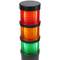 Torre de sinalização industrial. Semáforo com luz LED vermelha laranja verde 12 VDC Preto