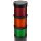 Torre de sinalização industrial. Semáforo com luz LED vermelha laranja verde 12 VDC Preto
