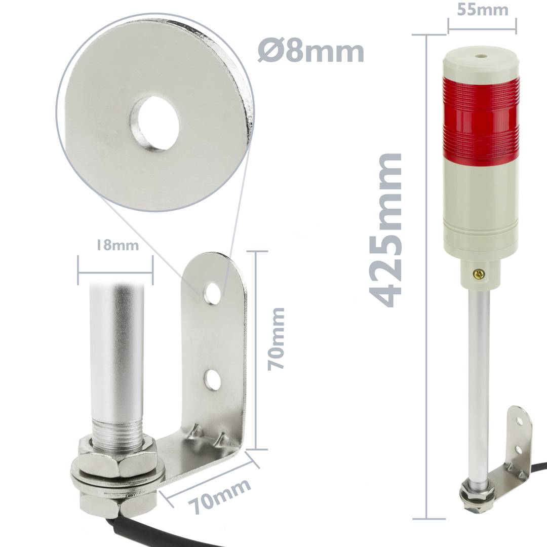 Industrieller Signalsäulen. Warnung Signalturm Lampe mit rot LED 12 VDC
