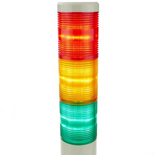 Torre di segnalazione industriale. Lampada e Semaforo con luce a LED rossa arancione verde 12 VDC