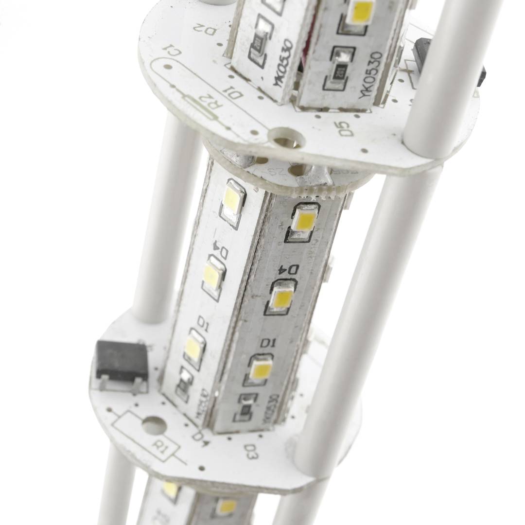 Industrial signaling tower lamp. Warning traffic light with red orange green blau white LED lights 12 VDC