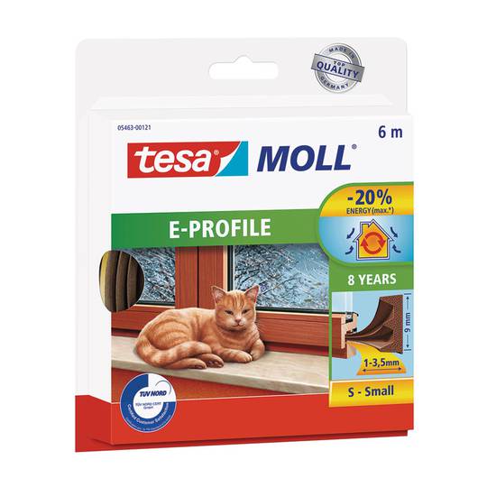 Guarnizione in gomma con profilo a E 6 mx 9 mm marrone TESA ‎05463-00121-00