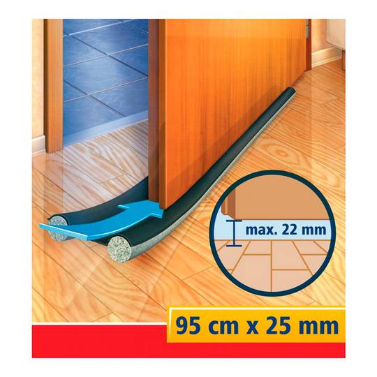 Double roll draft excluder for 95 cm x 25 mm doors in gray TESA ‎05418-00001-02