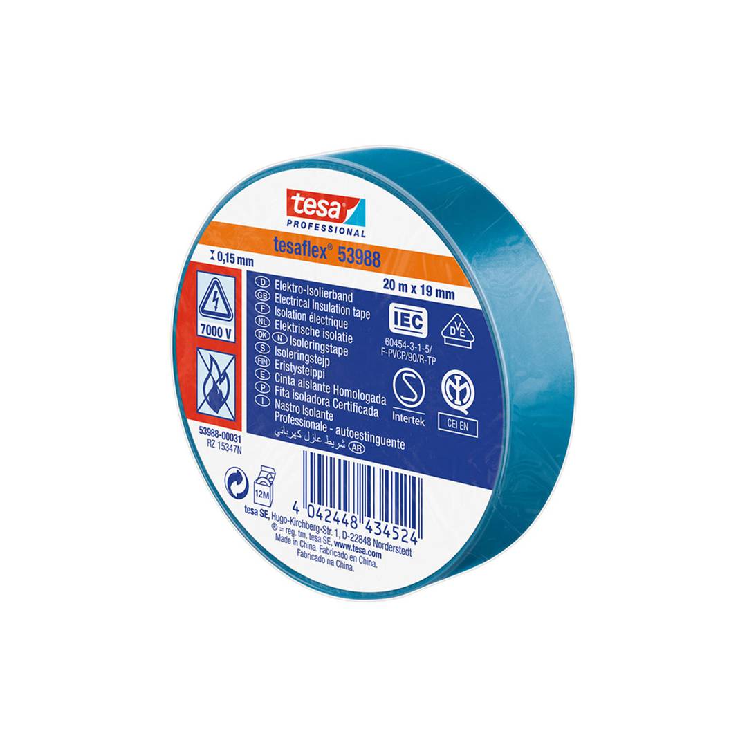 Zugelassenes Isolierband 20 mx 19 mm blaue Farbe TESA 53988-00031-00