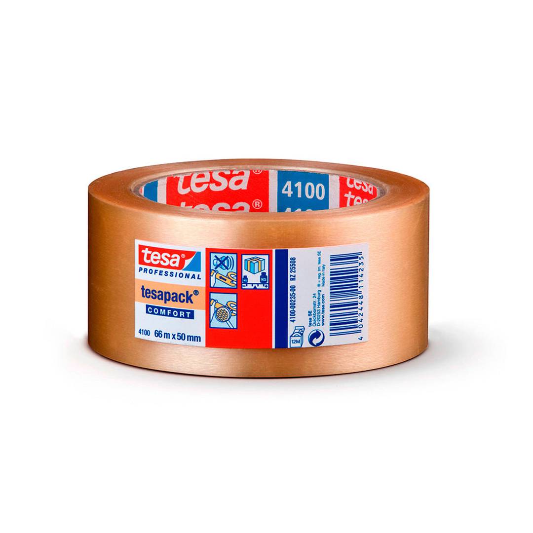 Cinta de embalar de PVC rugoso de 66 m x 50 m color transparente TESA 4100