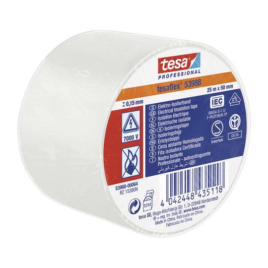 Nastro isolante omologato 25 mx 50 mm bianco TESA‎ ‎53988
