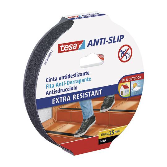 Cintas antideslizantes de 15 m x 25 mm color negro TESA 55589
