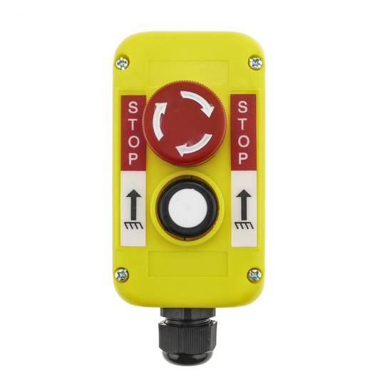 Caixa de 1 polsador momentani i parada d'emergència de la sèrie LAY5