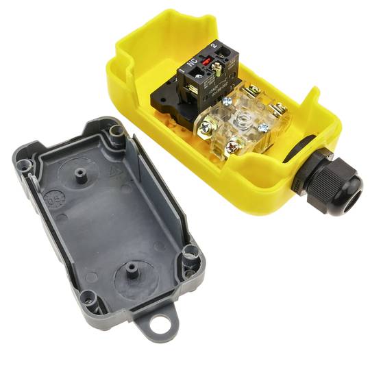 Caixa de 1 polsador momentani i parada d'emergència de la sèrie LAY5