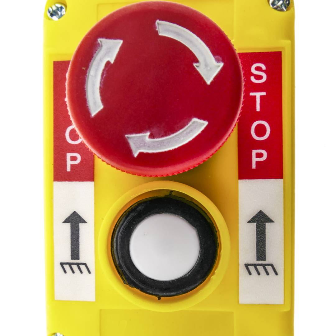 Caixa de 1 polsador momentani i parada d'emergència de la sèrie LAY5