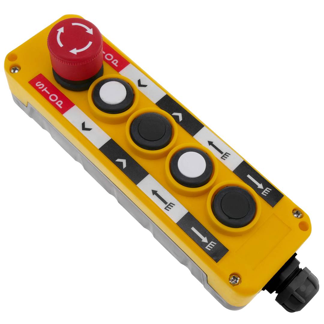 Caixa de controle com 2+2 botões momentâneos e paragem de emergência pela série LAY5