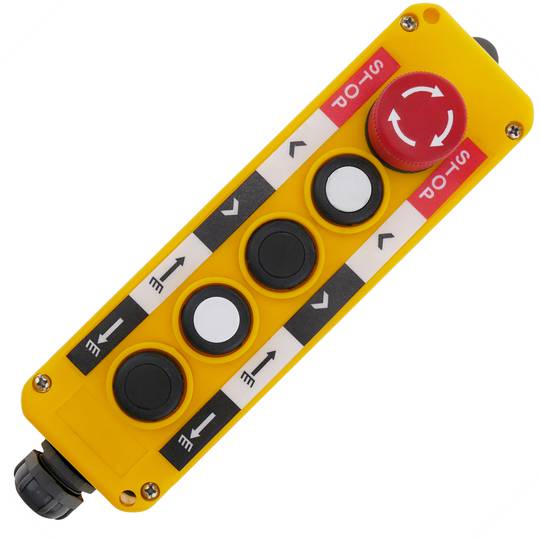 Caixa de controle com 2+2 botões momentâneos e paragem de emergência pela série LAY5