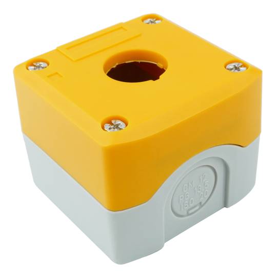 Caixa de controle dispositivos elétricos para 1 botão de pressão ou cinza 22 mm chave amarela