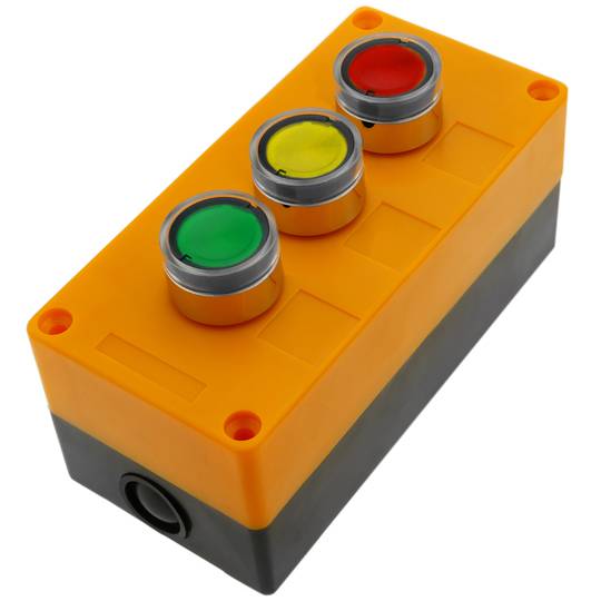 Caixa de controle dispositivos elétricos para 3 botão de pressão ou cinza 22 mm chave amarela