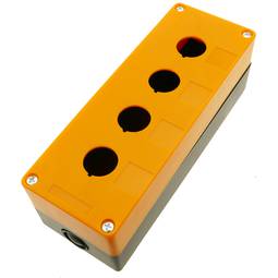 Caixa de control de dispositius elèctrics per a 4 polsador o interruptor de 22 mm groc