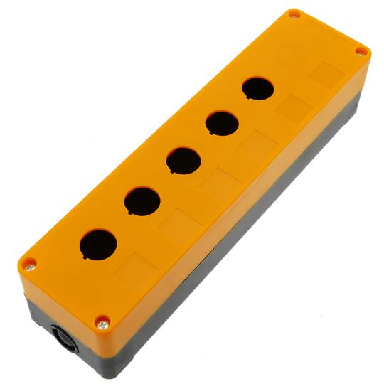 Schaltkasten elektrische Geräte für 5+1 Taster oder Schalter 22mm grau Kunststoff gelb