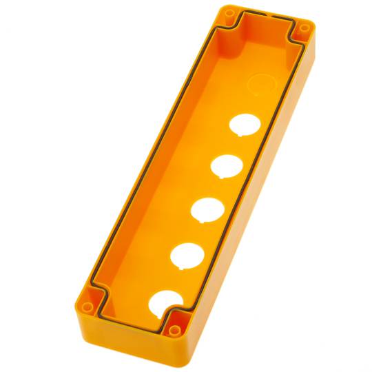 Schaltkasten elektrische Geräte für 5+1 Taster oder Schalter 22mm grau Kunststoff gelb