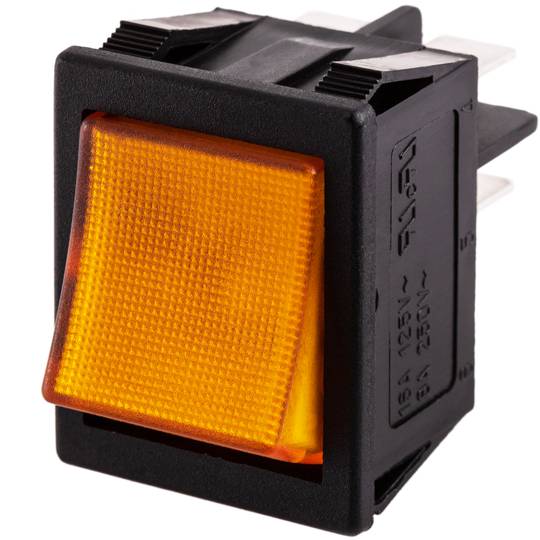 Luminous amber rocker switch DPST 4 pin