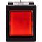 Interruptor basculant vermell lluminós DPST 4 pin carcassa negra