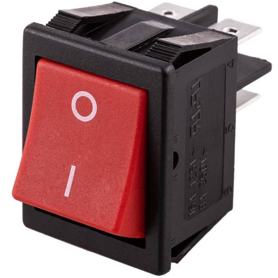 Red rocker switch DPST 4 pin - Cablematic