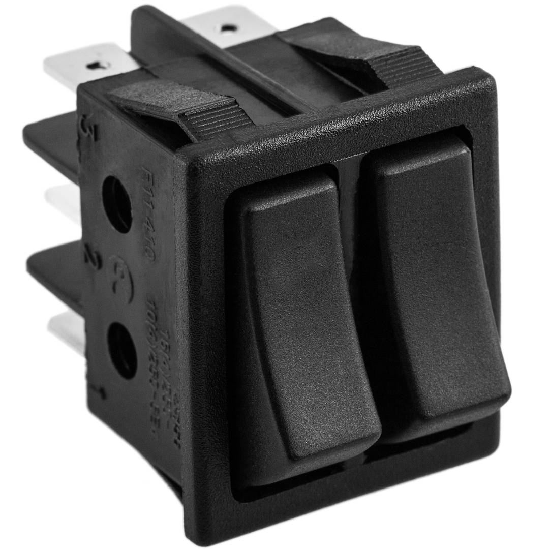 Zweikanaliger 6-poliger schwarzer DPDT-Wippschalter - Cablematic