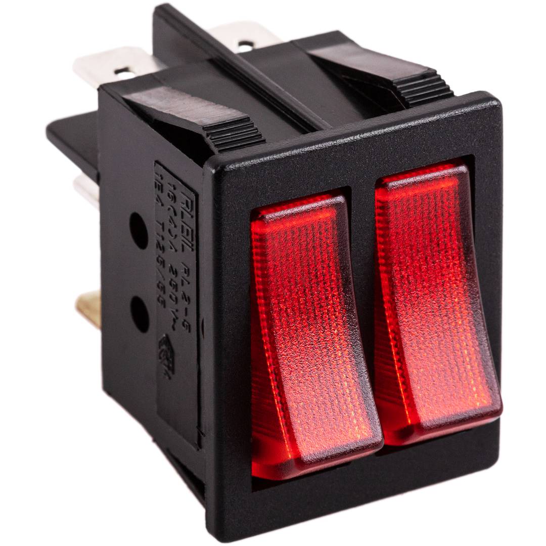 Interruptor Luminoso Basculante Rojo Dos Canales Dpdt 6 Pin Cablematic 0632