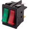 Rocker light  red and green switch two channel DPDT 6 pin