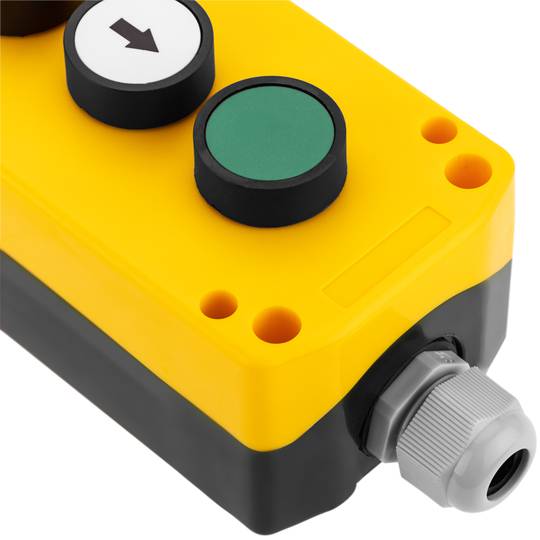 Caja de 4 pulsadores momentáneos y parada de emergencia i selector de la serie LAY5