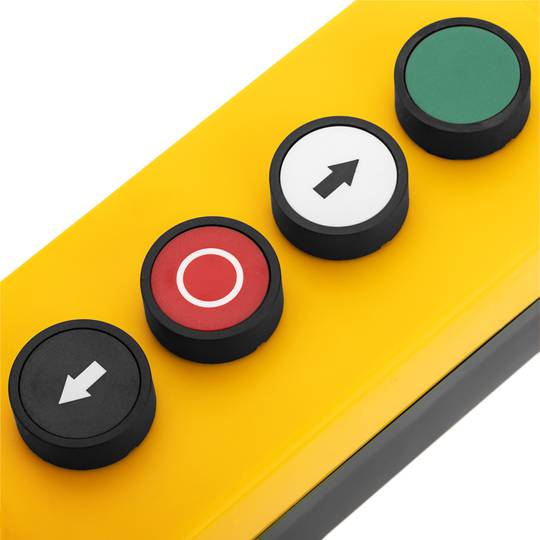 Caja de 4 pulsadores momentáneos y parada de emergencia i selector de la serie LAY5